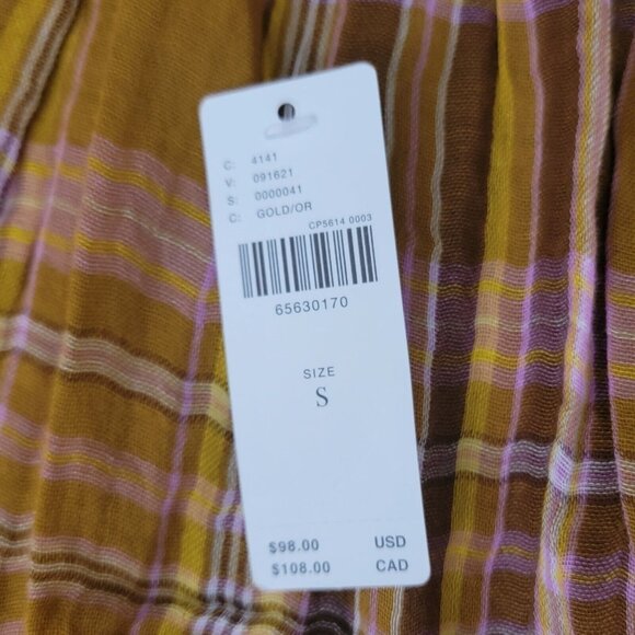 Yellow Plaid Mini Dress  Anthropologie Size Small NWT Boho Style - Picture 8 of 8